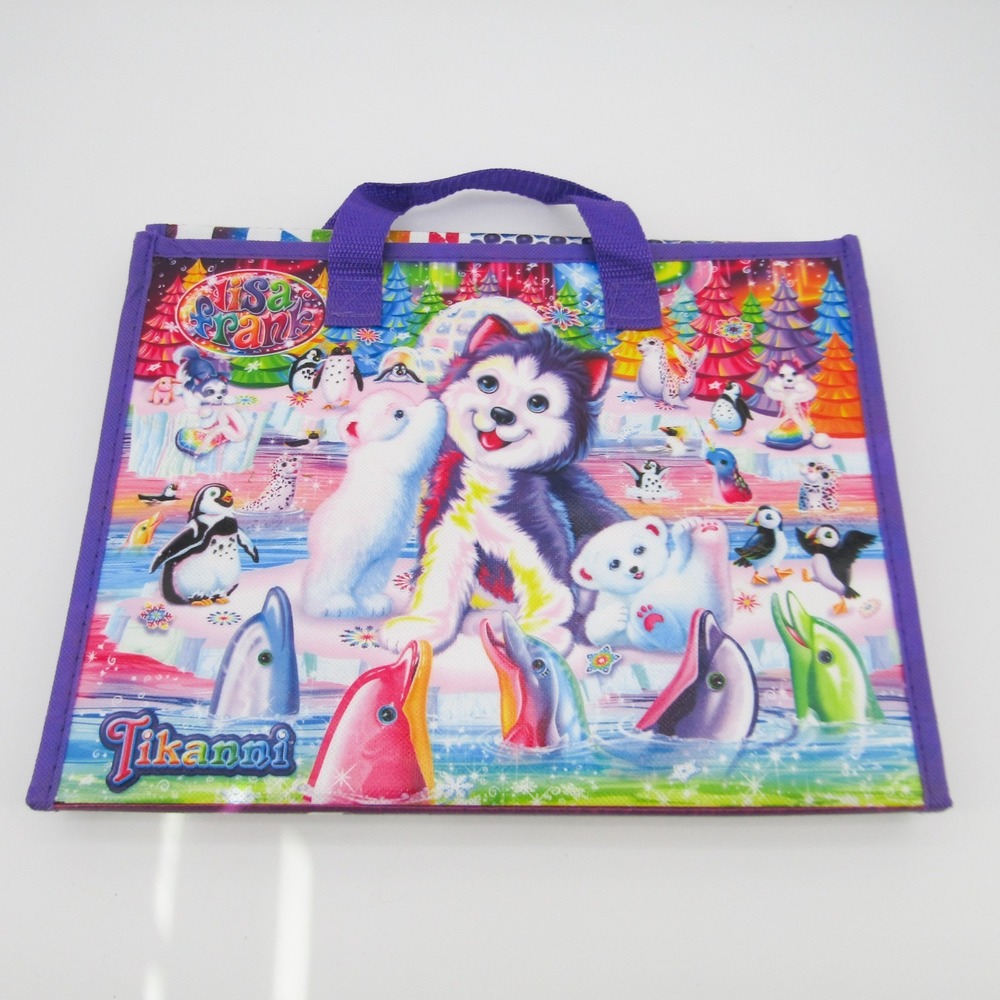 Tri-fold Lisa Frank Art Case New Coloring Book & Pockets Huskey Bears Dolphin